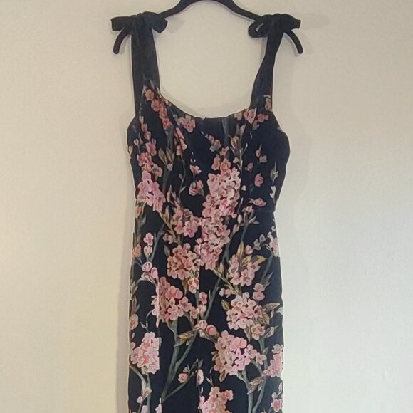 Lulus Black Velvet Floral Jumpsuit Moody Hues Edgy Dark Coquette Size Small EUC - Picture 5 of 12